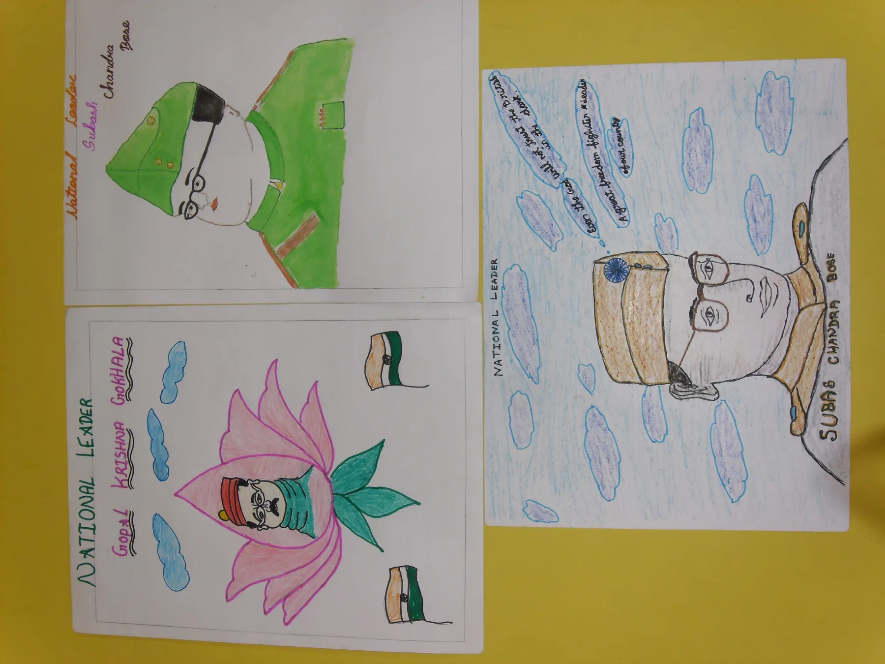 Student drawings on display, documented by The ART Foundation